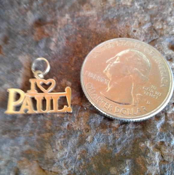 14K Solid Yellow Gold " I ❤ Paul " pendant - Picture 7 of 11